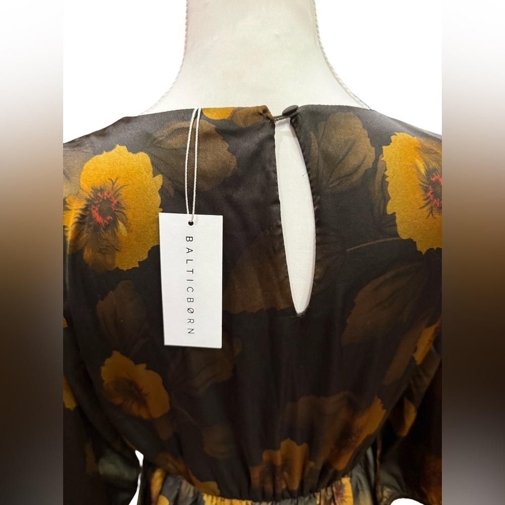 Baltic Born Paula Satin Maxi Dress Deep Brown Floral Size Small NWT - Picture 7 of 11